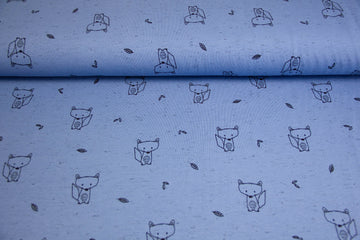 Jersey mit Füchsen, jeansblau, 0,5 m